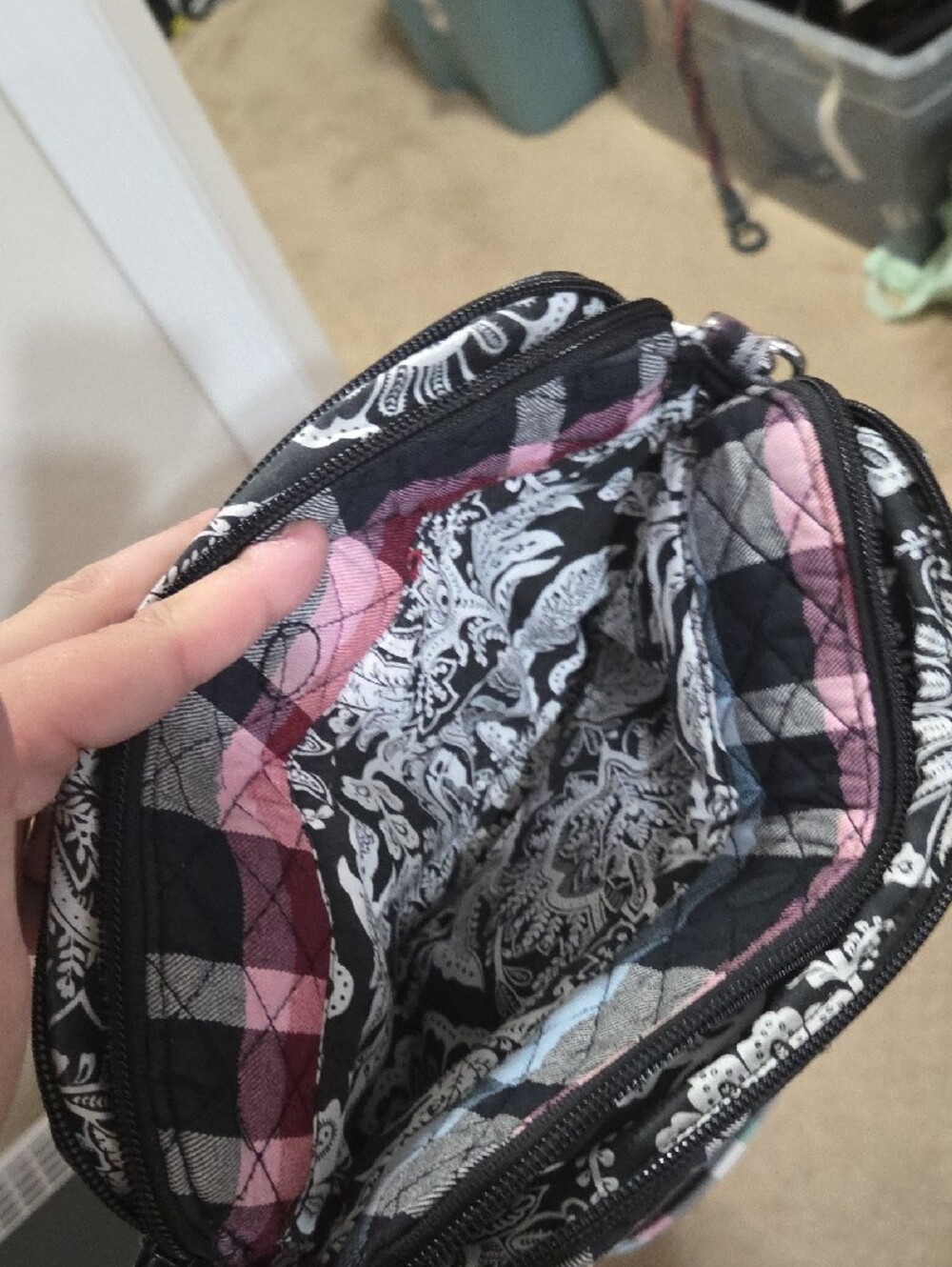 Vera Bradley Quilted Plaid Crossbody in Red, Black & Green - Picture 12 of 12